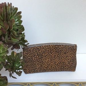 Leopard Print Leather Cosmetic Bag